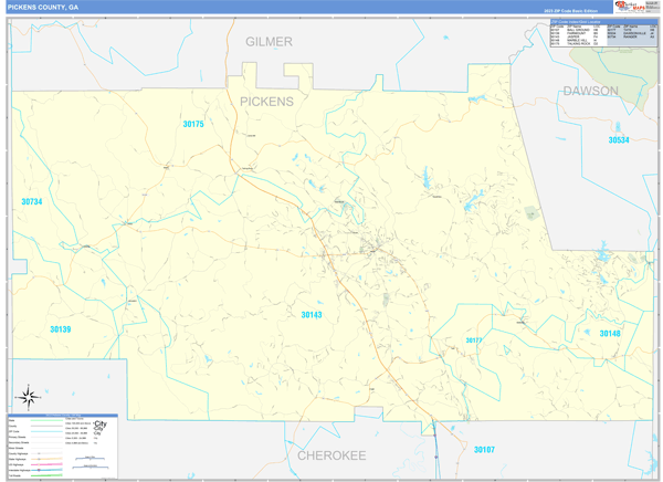 Pickens County, GA Carrier Route Wall Map