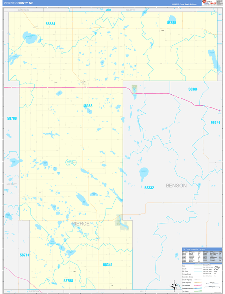 Pierce County, ND Carrier Route Wall Map