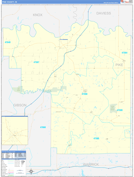 Pike County, IN Map Basic Style