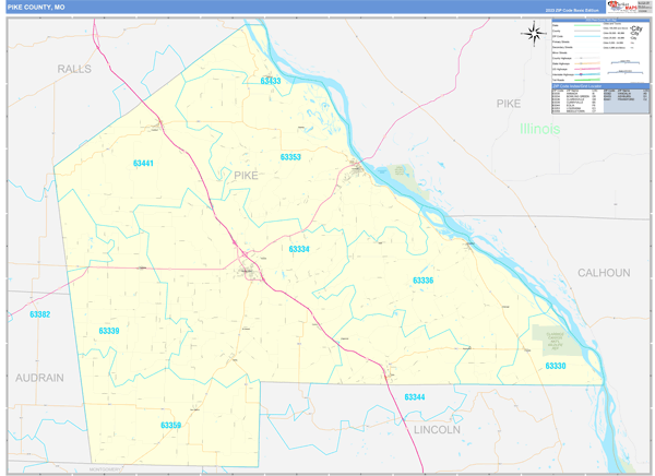 Pike County, MO Zip Code Wall Map
