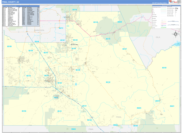 Pinal County Az Zip Code Maps Basic 4588