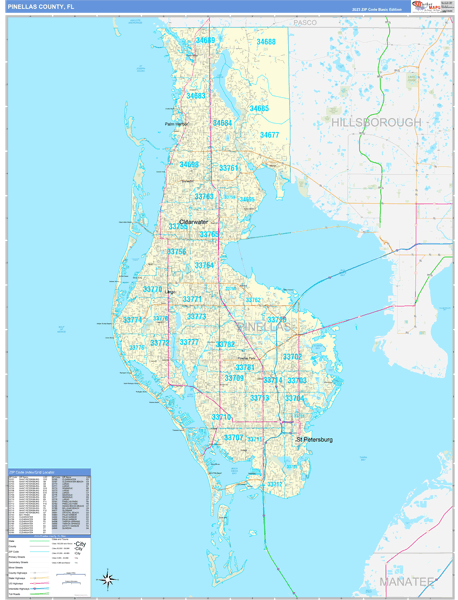 Pinellas County, FL Zip Code Map