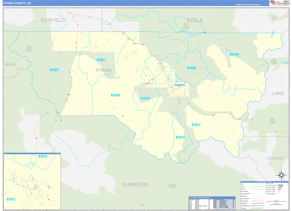 Pitkin County, CO Zip Code Wall Map