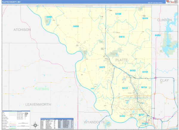 Platte County, MO Zip Code Wall Map