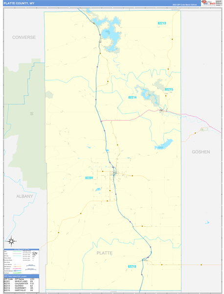 Platte County, WY Wall Map Basic Style