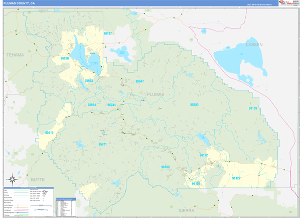 Plumas County, CA Zip Code Map