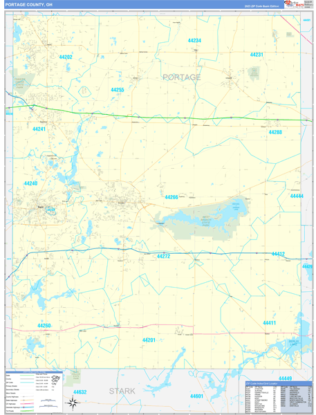 Portage County, OH Carrier Route Wall Map