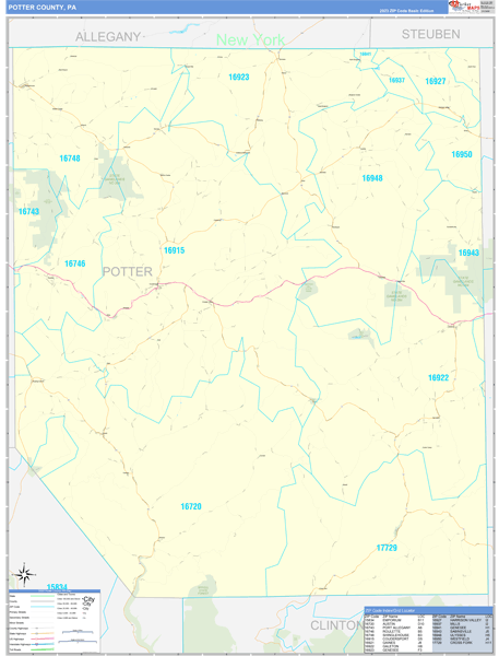 Potter County, PA Zip Code Map