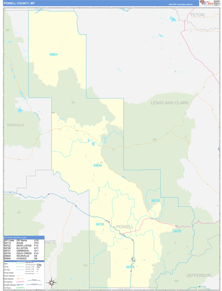 Powell County, MT Carrier Route Wall Map