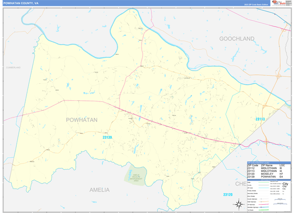 Powhatan County, VA Zip Code Map