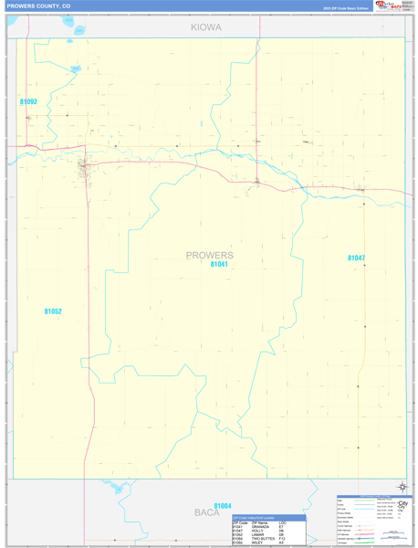 Prowers County, CO Wall Map Basic Style