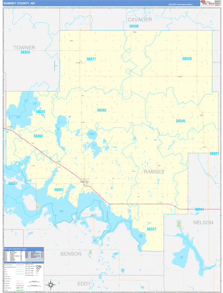 Ramsey County, ND Zip Code Wall Map
