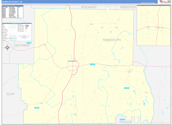 Randolph County, GA Wall Map Basic Style