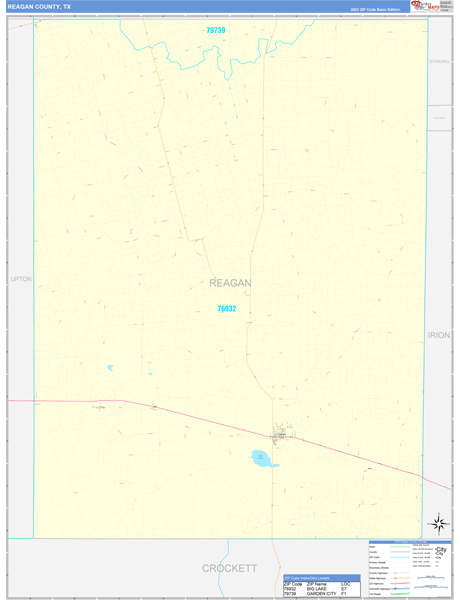 Reagan County, TX Carrier Route Wall Map
