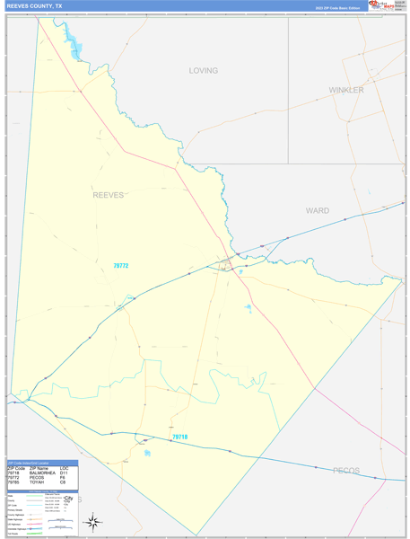 Reeves County, TX Carrier Route Wall Map