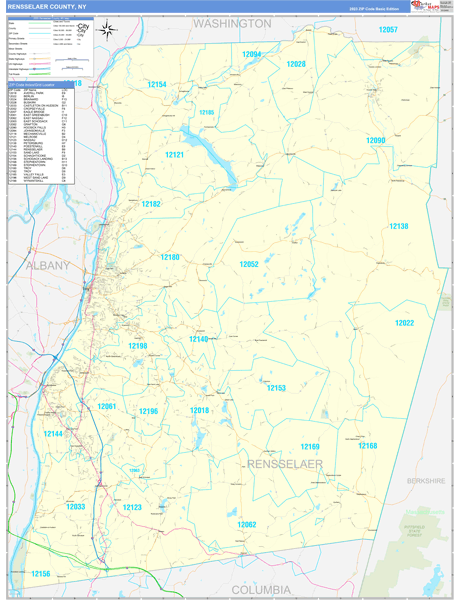 Rensselaer County, NY Zip Code Map