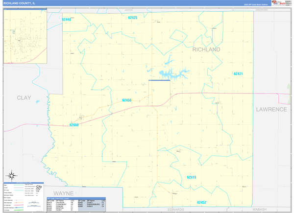 Richland County, IL Wall Map Basic Style