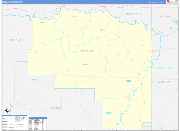 Richland County, MT Carrier Route Wall Map