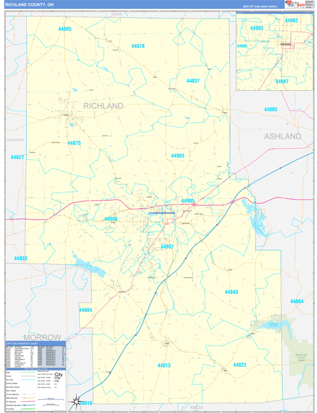 Richland County, OH Zip Code Map