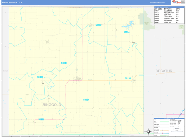 Ringgold County Wall Map Basic Style