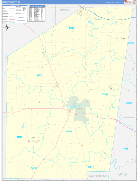 Ripley County, IN Carrier Route Wall Map