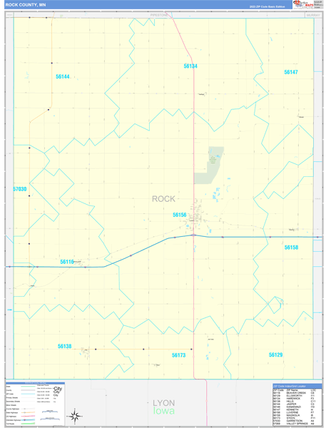 Rock County, MN Carrier Route Wall Map