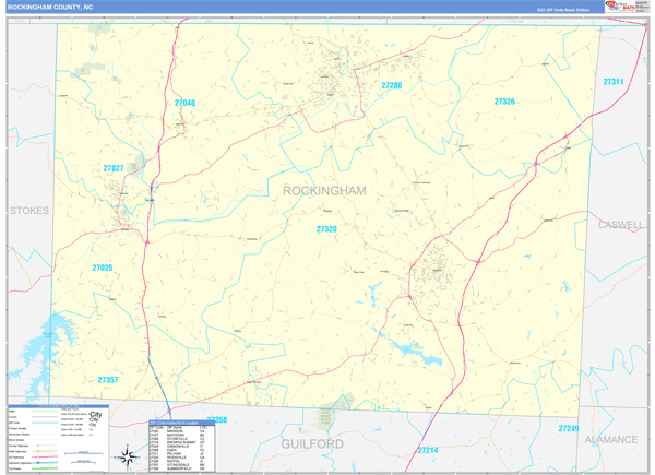 Rockingham County, NC Carrier Route Wall Map