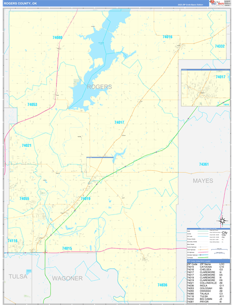Rogers County, OK Zip Code Wall Map