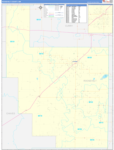 Roosevelt County, NM Zip Code Wall Map