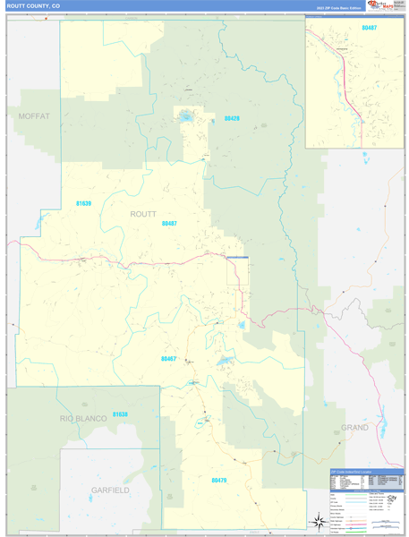 Routt County, CO Wall Map Basic Style