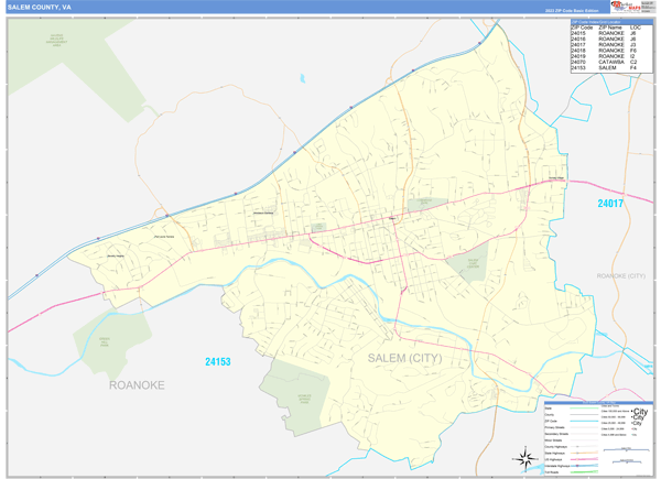 Salem County, VA Zip Code Map