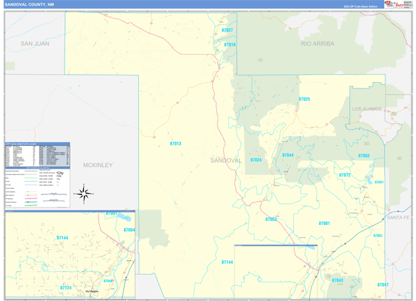 Sandoval County, NM Zip Code Wall Map