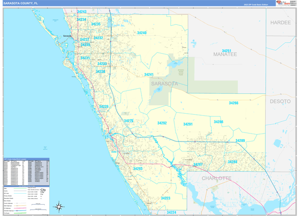Sarasota County, FL Zip Code Map