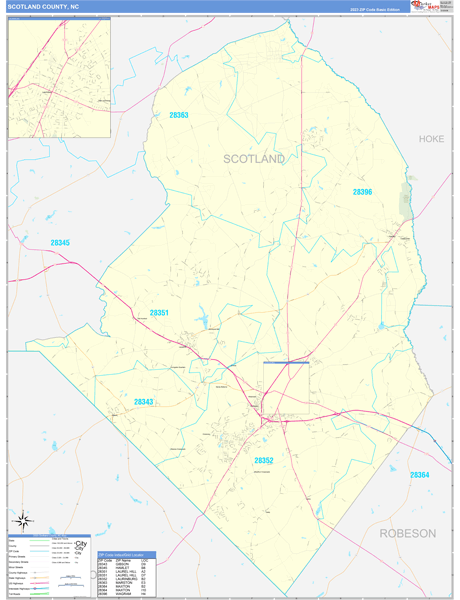 Scotland County, NC Zip Code Map