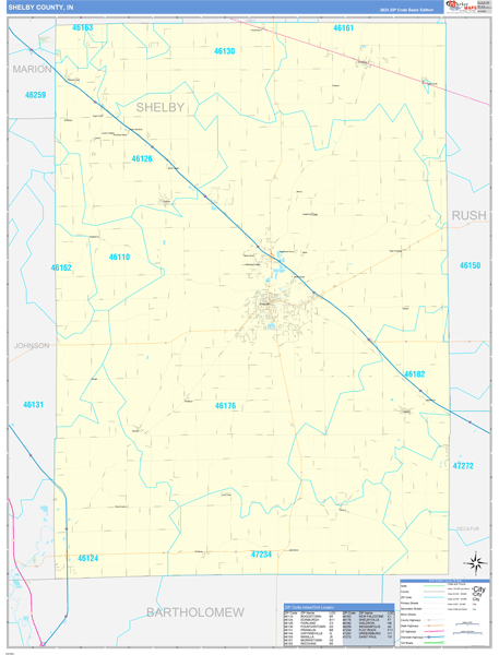 Shelby County, IN Zip Code Map