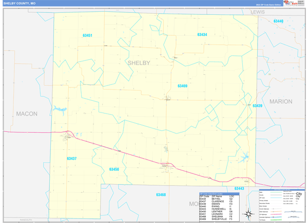 Shelby County, MO Zip Code Map
