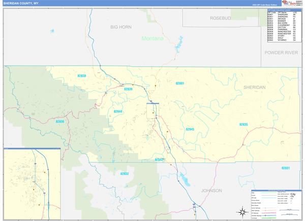 Sheridan County, WY Zip Code Map