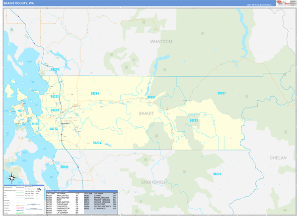 Skagit County, WA Carrier Route Wall Map