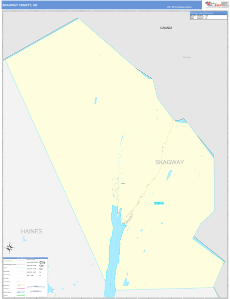 Skagway Borough (County), AK Zip Code Wall Map