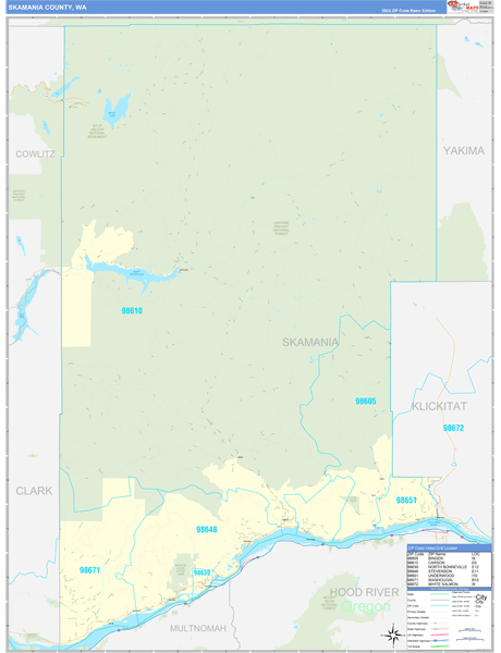 Skamania County, WA Wall Map Basic Style