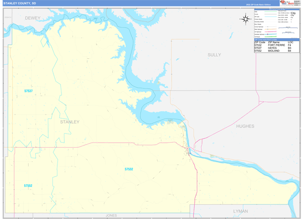 Stanley County, SD Zip Code Map