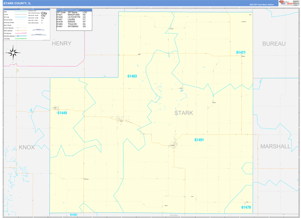 Stark County, IL Wall Map Basic Style