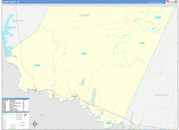 Starr County, TX Carrier Route Wall Map