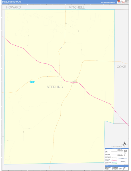 Sterling County, TX Zip Code Map