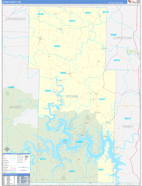Stone County, MO Zip Code Map
