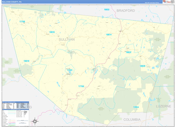 Sullivan County, PA Zip Code Map