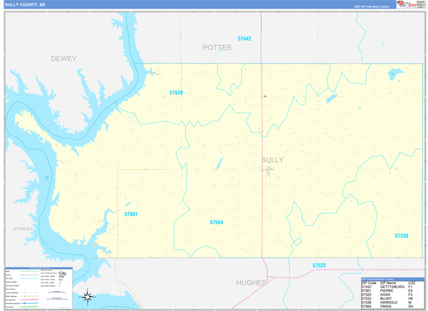 Sully County Wall Map Basic Style