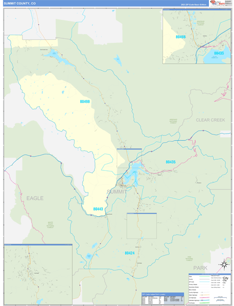 Summit County, CO Zip Code Wall Map