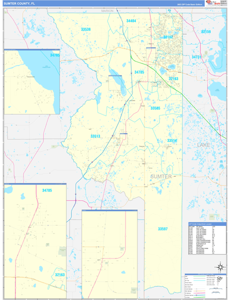 Sumter County, FL Zip Code Wall Map