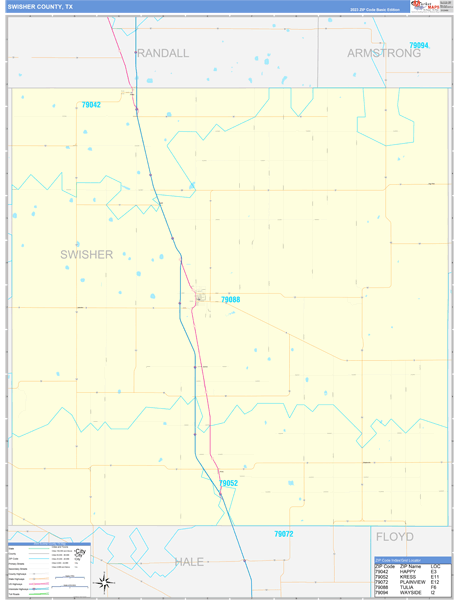 Swisher County, TX Carrier Route Wall Map